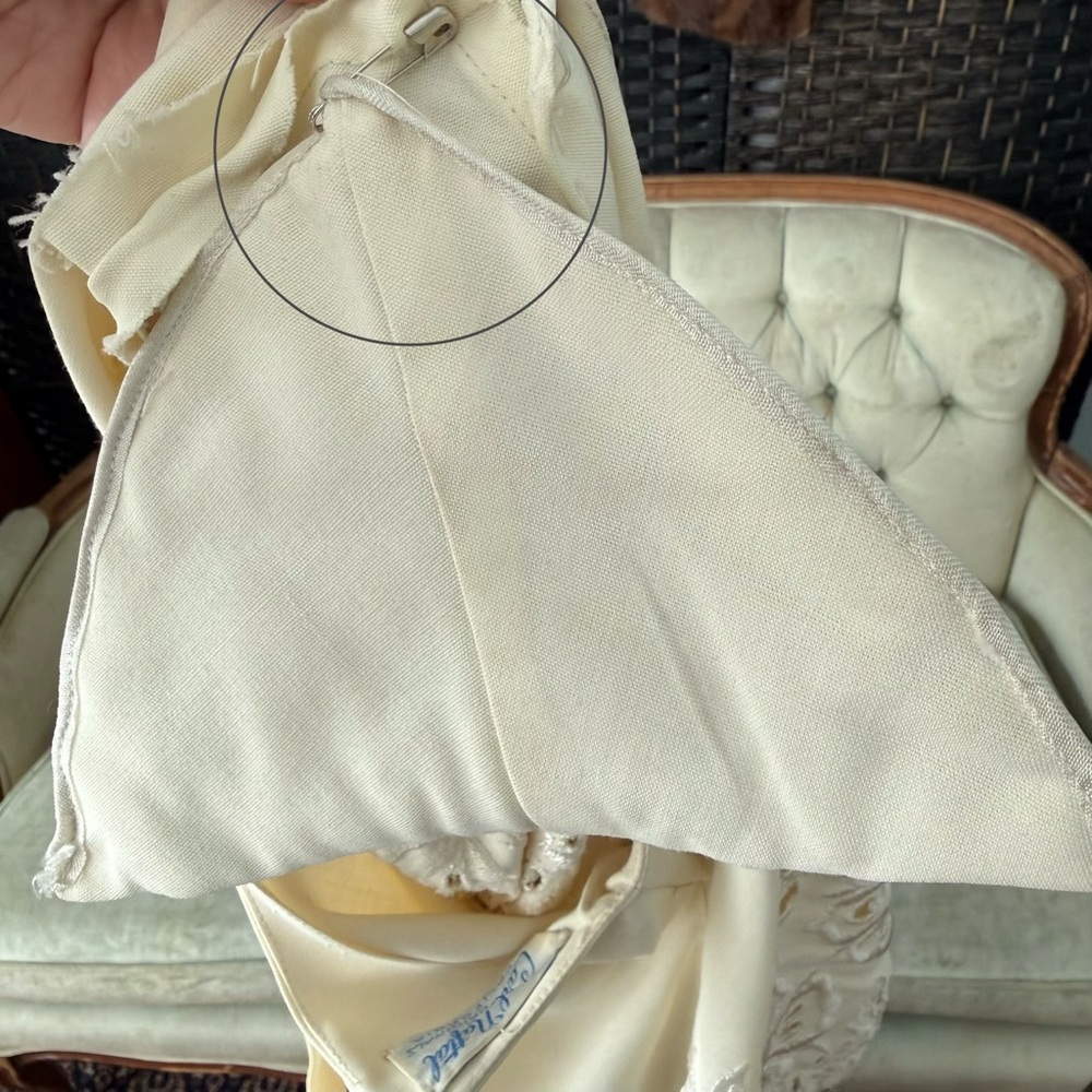 🤍 Vintage Carl Naftal California Cream Eyelet Dress Detachable Belt 1970s XS - Picture 15 of 16